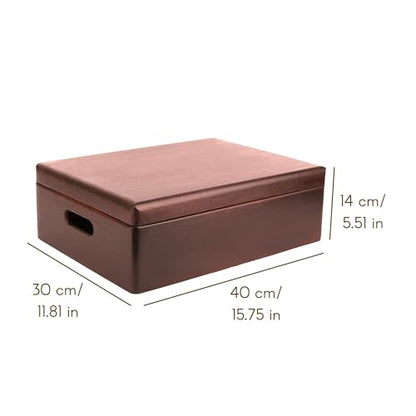 Creative Deco XL Brown Wooden Box Storage with Hinged Lid - color: Brown, size: XL | Handles