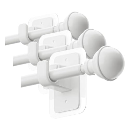 ENJOYBASICS No Drill Curtain Rods for Window 28 to 47 Inches, 5/8 Inch Diameter Renter Friendly Drapery Rod with Adhesive Brackets without Drilling, Adjustable from 27 to 52 Inches, White (Pack of 3) - color: White, size: 27-52" (Pack of 3)