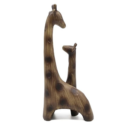 Lukitas Giraffes Statue Decor, Mom-and-Baby Giraffe Sculpture, Resin 11''