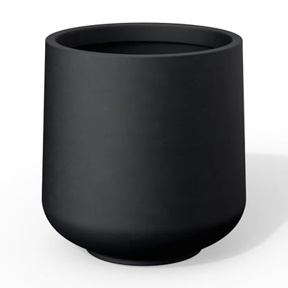 Kante Large Round Curved Black Concrete Planter 16.5" Dia, Outdoor - color: Black, size: 15.3" D