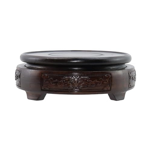 Wooden Display Stand Base Round Wood Carved Craft Pedestal, 4" x 4" - size: Round, 4" x 4"