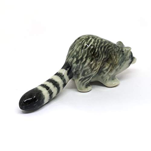 Handmade Ceramic Raccoon Figurine, Woodland Shelf Decor