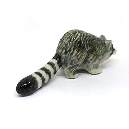 Handmade Ceramic Raccoon Figurine, Woodland Shelf Decor