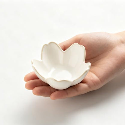 Ceramic Ring Holder Tray, Floral Trinket Bowl for Jewelry - color: white