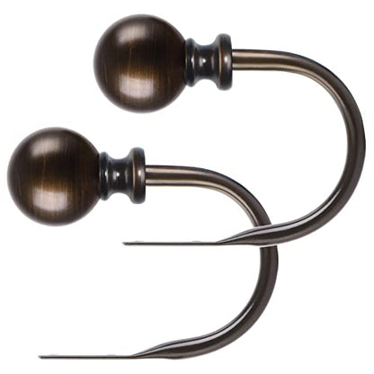 KAMANINA Curtain Holdbacks 2 Pack Wall Mounted with Bronze Round Finials - color: Antique Bronze