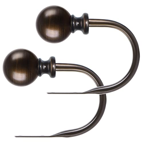 KAMANINA Curtain Holdbacks 2 Pack Wall Mounted with Bronze Round Finials - color: Antique Bronze