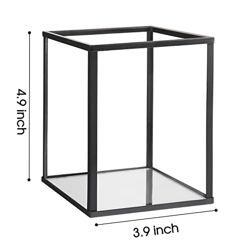 Phosphor Set of 6 PCS Small Glass Hurricane Camdle Holder, Black Candle Holder for Wedding, Party, Holiday. - color: Black-6pcs