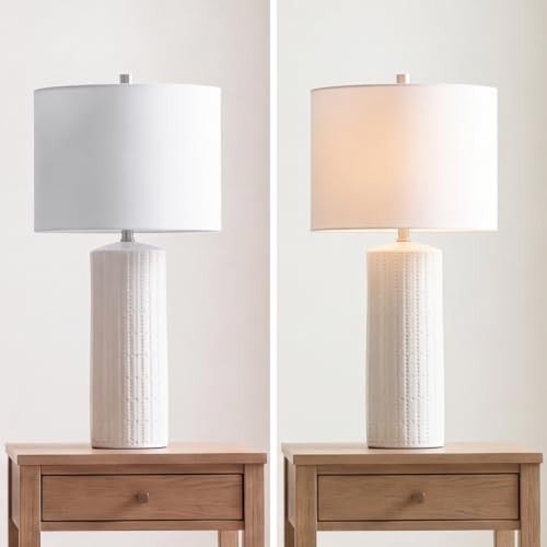 Signature Design by Ashley Table Lamp Set of 2, White Ceramic, 3-Way - color: White