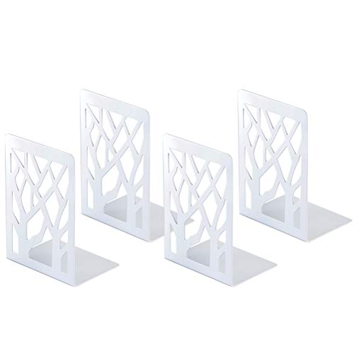 Book Ends, Bookends, Bookends for Shelves, Bookend, Book Ends for Heavy Books, White Metal Book Shelf Holder Home Decorative, Book Stoppers for Shelves, Bookend Supports 2 Pair - size: White-2 Pair