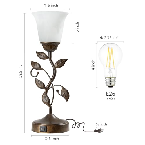 Set of 2 Touch Farmhouse Bedroom Table Lamps 2 USB C+A - color: 2 Pack - Brass