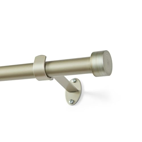 Serena Single Curtain Rod with Contemporary Cap Finial, Antique Pewter - 32"W x 78"L - color: Antique Pewter, size: 32"W x 78"L