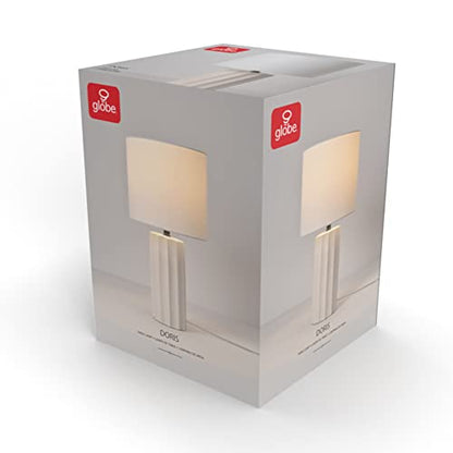 Globe Electric 20" Ribbed Concrete Finish Table Lamp with White Linen Shade - color: White, Doris