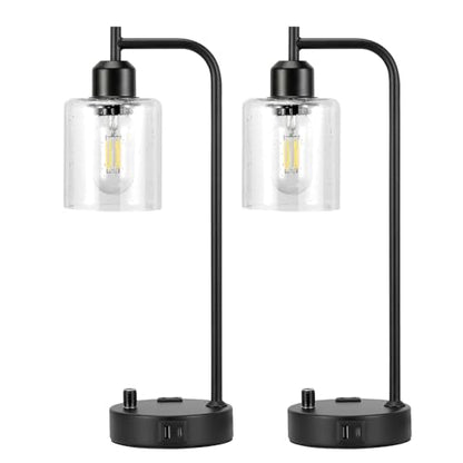 Industrial Bedside Lamps Set of 2, Fully Dimmable Desk Lamps for Bedroom - color: Seeded Clear