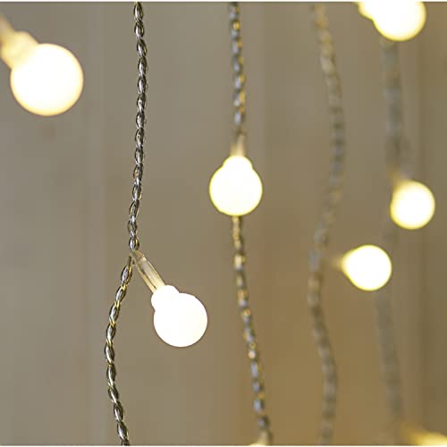 YOLIGHT Fairy Curtain Lights, USB/Battery Powered Ball Icicle Light 13ft 96 LED Globe String Hanging Lights for Bedroom Dorm Wedding Party Christmas Decoration (Warm White) - color: Warm White