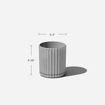 Veradek Demi Series Demi 6" Planter w/Tray, Grey - color: Gray, size: 6 inch