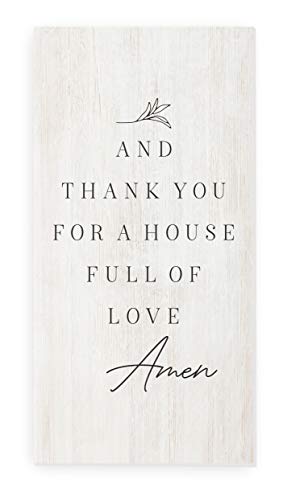 And Thank You For A House Full Of Love – White Wood Wall Sign 12x24 - color: White, size: 24"L x 12"W