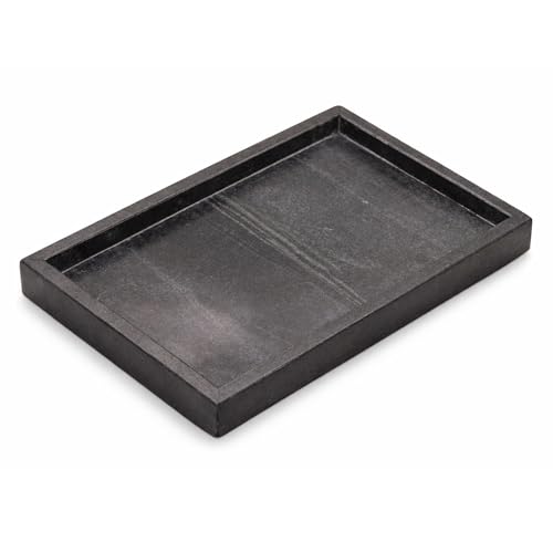Natural Marble Tray, Black, 12" x 8", Rectangular - color: Black, size: 8" x 12" x 1.5"
