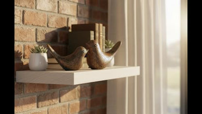Birds Figurine, Shelf Decor Wood Grain Statue - color: Brown-wood
