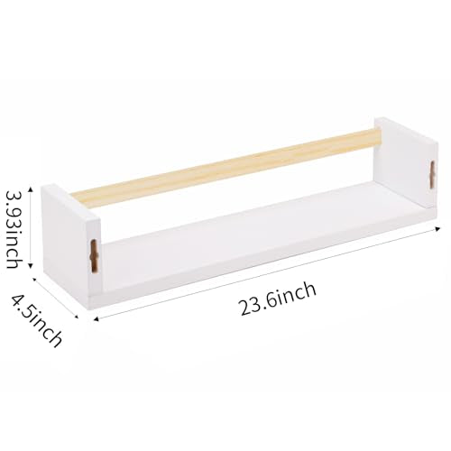 Fixwal Floating Nursery Book Shelves for Wall, 23.6 Inches, Set of 3 - color: White and Natural, size: 23.6inches
