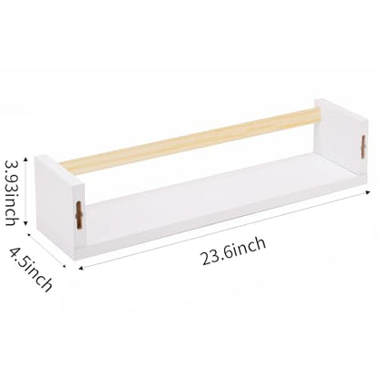 Fixwal Floating Nursery Book Shelves for Wall, 23.6 Inches, Set of 3 - color: White and Natural, size: 23.6inches