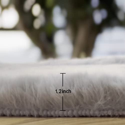 ORINOVA Light Gray Faux Fuzzy Fur Washable Rugs for Bedroom Shaggy Area Rugs for Living Room Grey 2x3 Nursery Rug Home Room Décor - color: Grey, size: 2' x 3' (Rectangular)