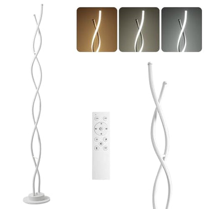 Modern Floor Lamps for Living Room White 3‑Color Remote Dimmable - color: White