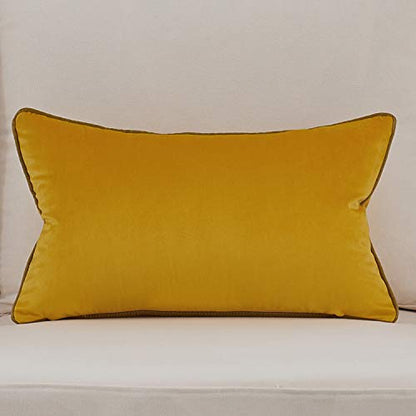 Avigers Lumbar Pillow Cover 12 x 20 Inch, Yellow, Velvet, Hidden Zipper - color: Yellow, size: 20" x 12" (Pack of 1)
