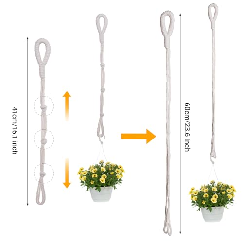 SUMERSHA 6 Pack Adjustable Macrame Plant Hanger Extenders Rope Handmade Woven Hanging Plant Basket Extension for Indoor Outdoor Plant Pot Holder (Style 2, 6) - style: Style 2