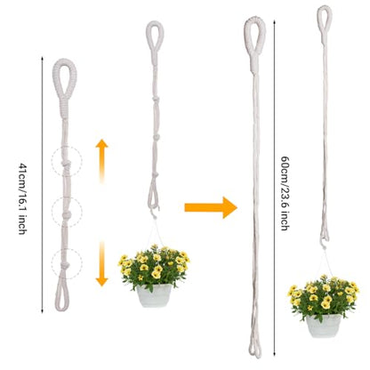 SUMERSHA 6 Pack Adjustable Macrame Plant Hanger Extenders Rope Handmade Woven Hanging Plant Basket Extension for Indoor Outdoor Plant Pot Holder (Style 2, 6) - style: Style 2