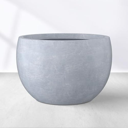 Kante Small Round Bowl Blue Gray Concrete Planter 11.8" Dia, Outdoor - color: Gray, size: 11.8" d