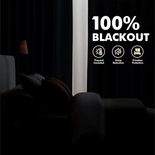 MIULEE 100% Blackout Linen Curtains for Bedroom 42 x 84 Inch Beige 2 Panels - color: Beige, size: 42"W x 84"L (Pack of 2)
