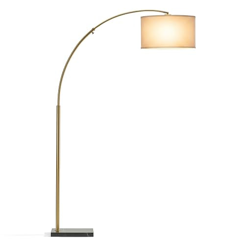 Brightech Logan Arc Floor Lamp, Bright Standing Lamp for Living Rooms, Offices & Bedrooms, Modern Living Room Décor, Tall Hanging Floor Lamp for Reading and More – Gold/Brass - color: Gold