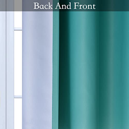 SimpleHome Teal to Grey White Ombre Room Darkening Curtains 63 Inch - color: Teal to Grayish White, size: 42"W x 63"L (Pack of 2)