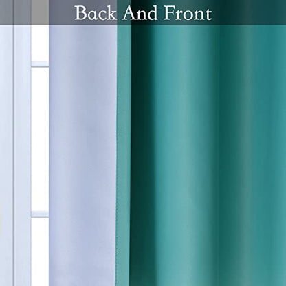 SimpleHome Teal to Grey White Ombre Room Darkening Curtains 63 Inch - color: Teal to Grayish White, size: 42"W x 63"L (Pack of 2)