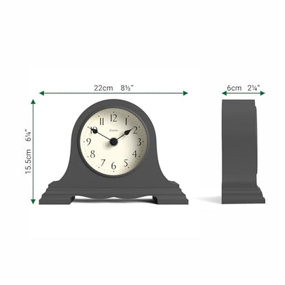 JONES CLOCKS® Speakeasy Small Mantel Clock | Napoleon’s hat Design | Gray - color: Blizzard Grey