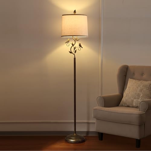 63" Farmhouse Iron Leaf Floor Lamp for Living Room - color: Brass