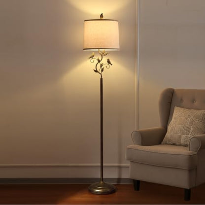 63" Farmhouse Iron Leaf Floor Lamp for Living Room - color: Brass