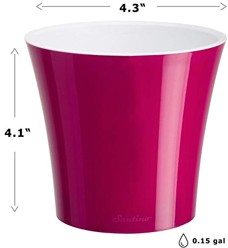 Santino Self Watering Planters Arte 4.3 Inch Purple/White Flower Pots Set of 4 - color: Purple/White - Set of 4, size: 4.3-Inch
