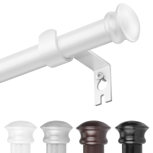 CorkLatta White Curtain Rods for Windows 30 or 45 Inches with Brackets,Decorative 5/8 Inch Diameter Single Window Curtain Rod Set for Room Divider, Bedroom, Living room, Kitchen, Bathroom - color: White, size: 30-45"