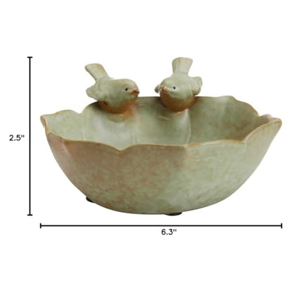 MyGift Green Ceramic 2 Bird Decorative Serving Bowl, Jewelry & Candy Tray - color: Green