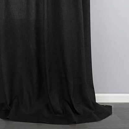 KOUFALL Black Sheer Linen Curtains, 63 Inch Length Rod Pocket Modern Farmhouse Curtains for Bedroom Living Room - color: Black, size: 52"W x 63"L (Pack of 2)
