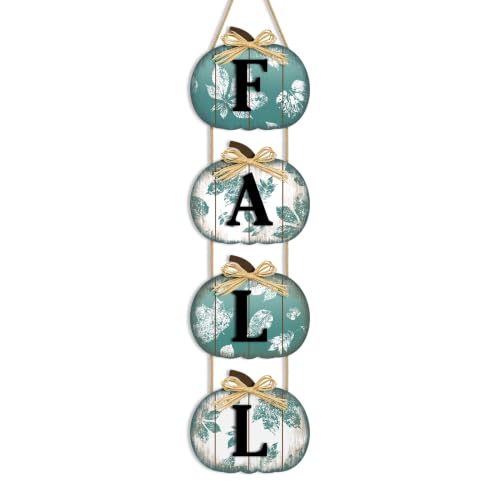 Britimes Pumpkin Fall Welcome Door Sign, Wooden, for Front Door - style: Blue Fall Maple Leaf