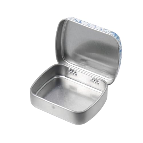 4pcs Blue Rose Pattern Empty Hinged Tin Box Metal Tins Storage Box - color: Blue Rose