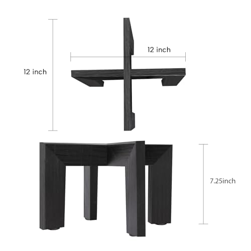HPC DECOR 2 Pack Wood Plant Stand-Mid Century Modern Planter Stands-Wooden Flower Pot Stands Riser,Low Short Plant Stands Indoor-Modern Minimalist Wooden Stool for Plant Pot Holder, Fit 5-15 Inch Pot.