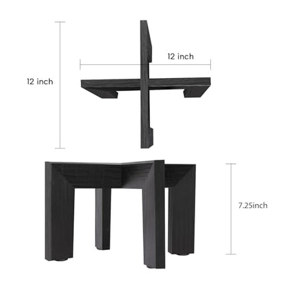 HPC DECOR 2 Pack Wood Plant Stand-Mid Century Modern Planter Stands-Wooden Flower Pot Stands Riser,Low Short Plant Stands Indoor-Modern Minimalist Wooden Stool for Plant Pot Holder, Fit 5-15 Inch Pot.