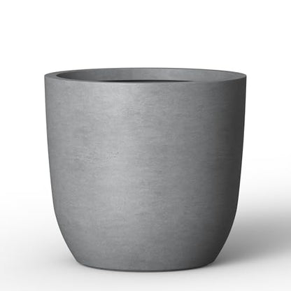 Kante Accent Round Curved Pale Gray Concrete Planter 13.3" Dia, Outdoor - color: Natural Concrete, size: 13.4"d
