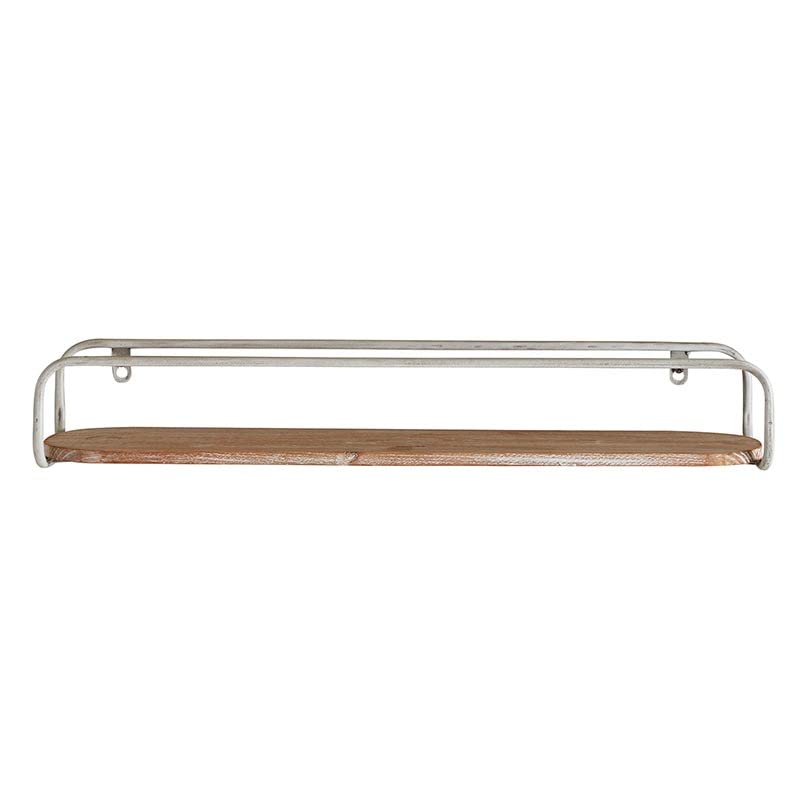 47th & Main Rustic Farmhouse Metal and Wood Wall Shelf, 23.6" Long, White/Natural