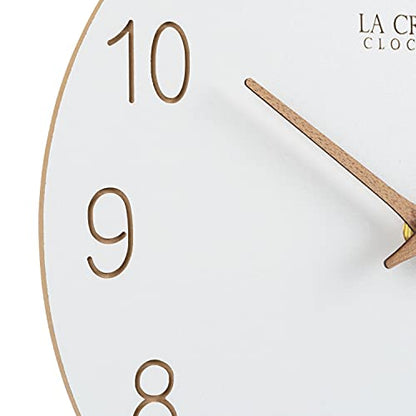 La Crosse Clock 404-3630B 12 inch Ivory Sierra Wood Quartz Analog Wall Clock - color: Ivory/Brown