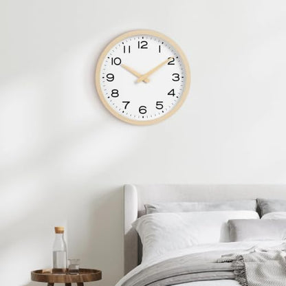 AKCISOT 12 Inch Wall Clock, Silent Battery Operated Analog Clock, Natural - color: D_natural, size: 12 Inch