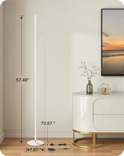 EDISHINE 2 Pack 57.5” Floor Lamps with Remote, Stepless Dimmable & 7 CCT - color: White